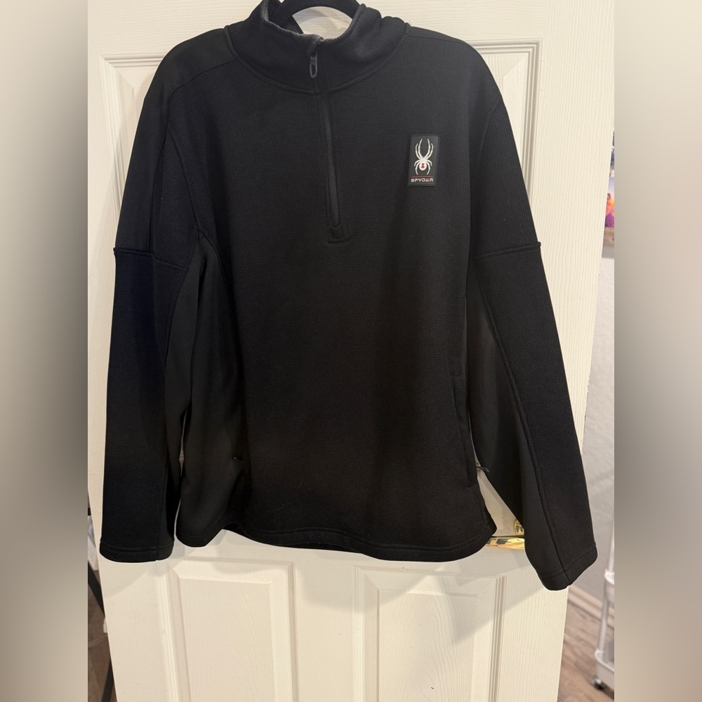 Spyder Men’s XL Black 1/4 Zip Performance Pullover Jacket - Picture 2 of 12